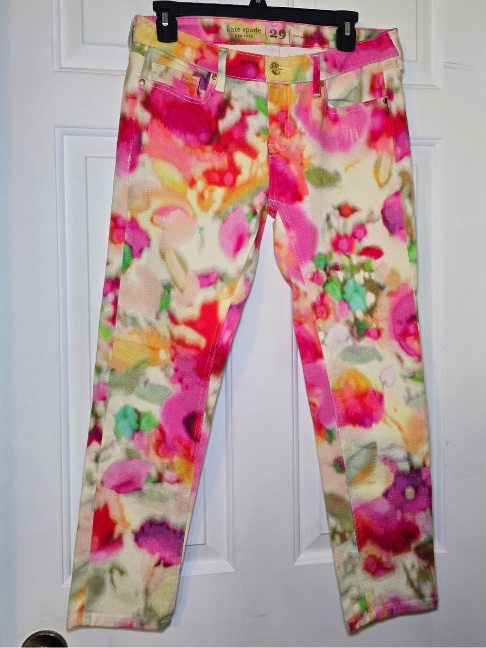Kate Spade Broome Street Watercolor Floral Skinny Jeans Sz 29 Pants Vibrant